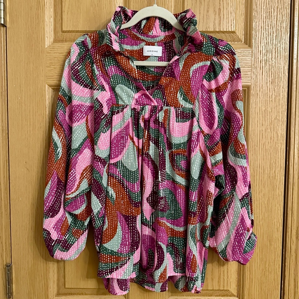Adrienne Brand Women’s Vibrant Multicolor Blouse - Size S